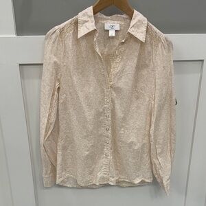 LOFT Pink and cream Floral Button-Down Shirt